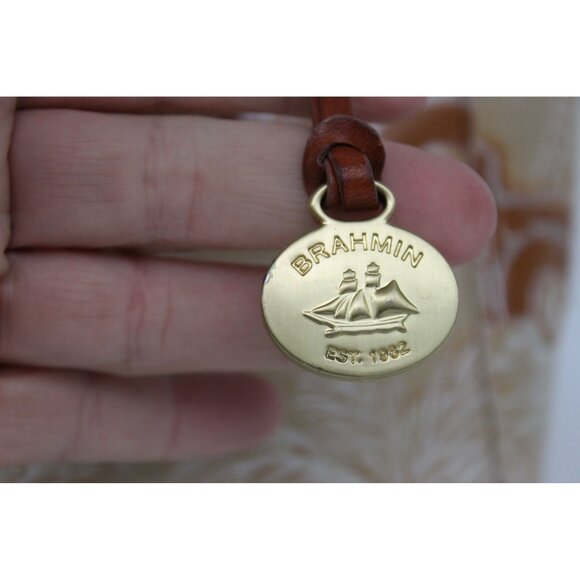 Brahmin Copa Cabana Embossed Leather Satchel Tan Brown Vintage Tote - Picture 7 of 13